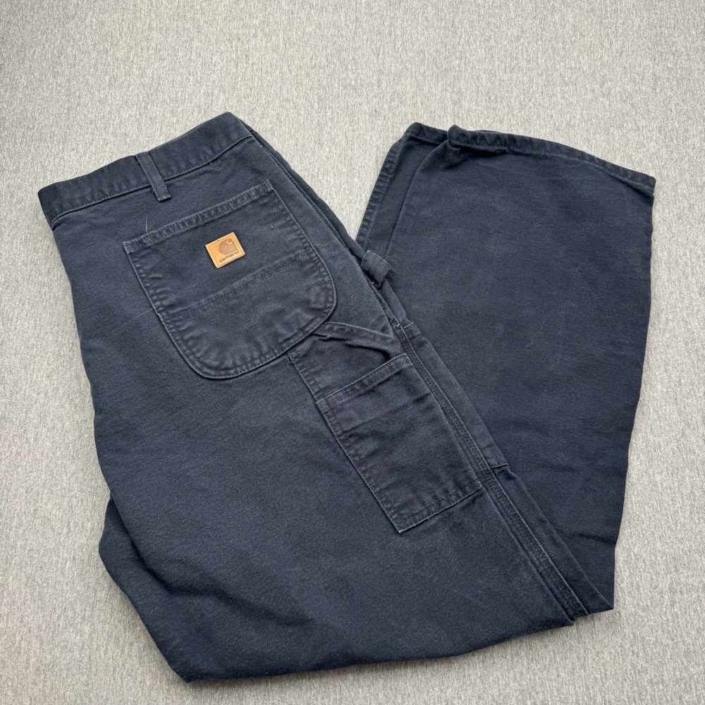 Carhartt B11 MDT Pants Mens 38x32 Duck Canvas Utility Carpenter Blue Workwear